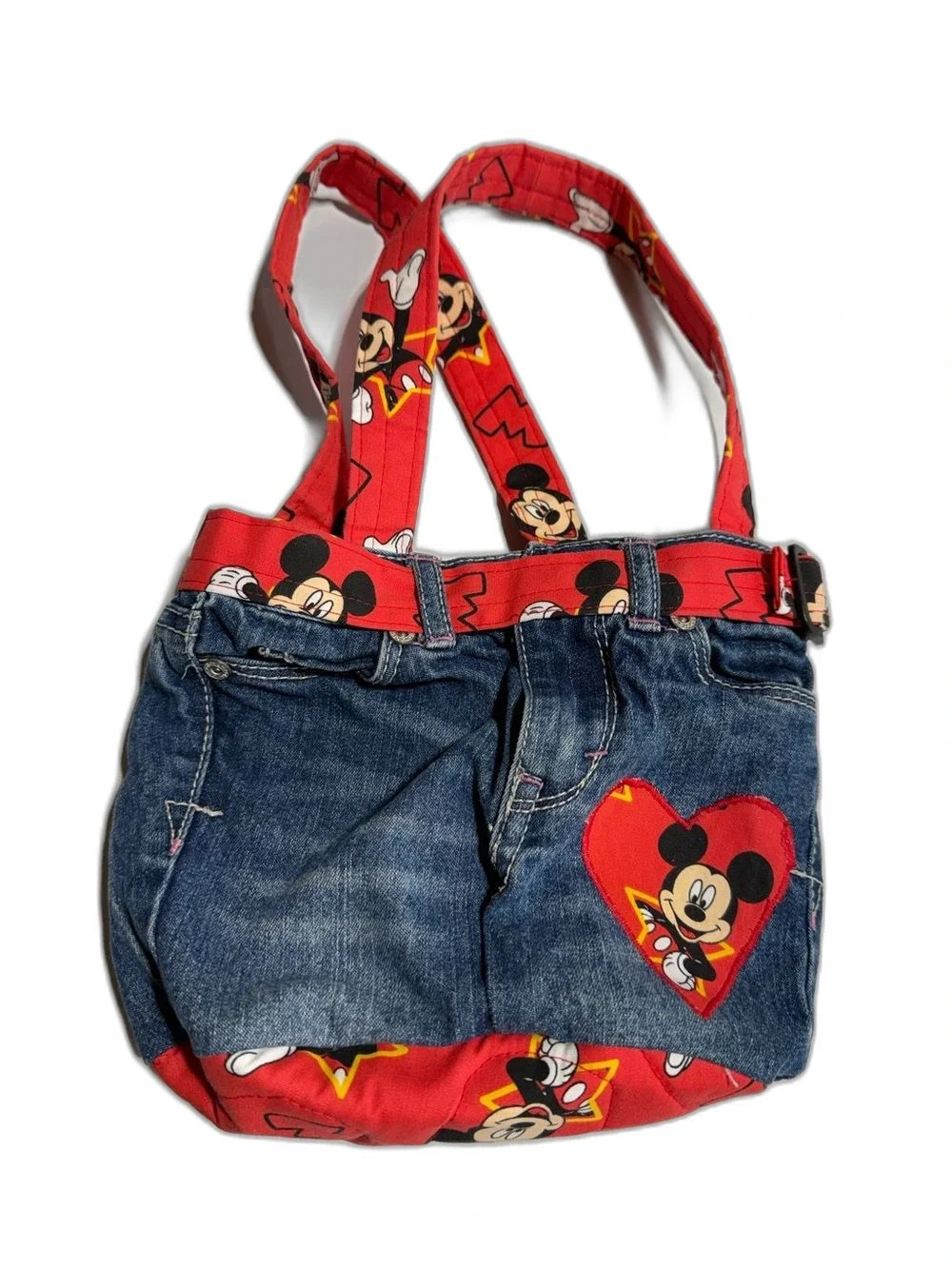vintage-style Mickey Mouse denim tote bag/purse. Upcycled